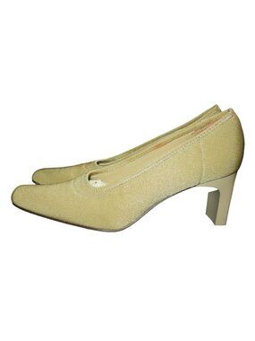 Liz Claiborne Beige Corporate 3 New York Stretch square Toe Sculpted Heel Pumps